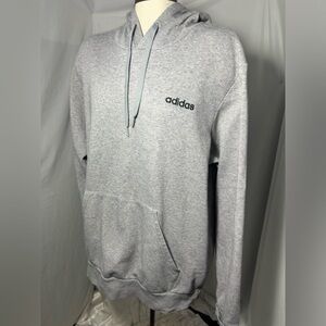 Adidas Men's Light Gray Hoodie Pullover Sweatshirt L Kangaroo Pocket Athleisure